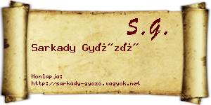 Sarkady Győző névjegykártya